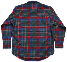 画像2: 90s USA製 PENDLETONペンドルトン タータンチェック エルボーパッチ付き ウールシャツ M★08 (2)