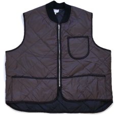 画像1: 80s USA製 WEAR GUARD ナイロン キルティング ライナーベスト 焦げ茶 XXL★特大 (1)