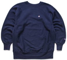 画像1: 90s メキシコ製 Championチャンピオン ワンポイント リバースウィーブ スウェット 紺 XL★240 (1)