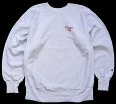 画像2: 90s メキシコ製 Championチャンピオン Wheaton 1998 両面プリント リバースウィーブ スウェット 杢グレー L (2)