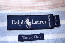 画像4: 90s ラルフローレン The Big Shirt ポケット付き 襟 切り替え ストライプ ボタンダウン オックスフォード コットンシャツ (4)