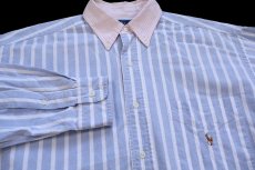 画像3: 90s ラルフローレン The Big Shirt ポケット付き 襟 切り替え ストライプ ボタンダウン オックスフォード コットンシャツ (3)