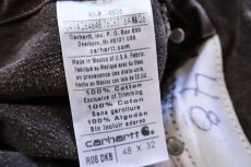 画像4: メキシコ製 carharttカーハート ダブルニー ダック地 オーバーオール 焦げ茶 W48 L32★特大 (4)