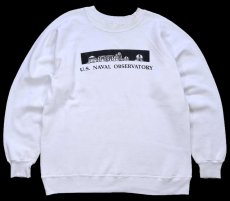 画像1: 90s USA製 Hanes U.S.NAVAL OBSERVATORY スウェット 白 L (1)