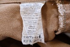 画像4: メキシコ製 carharttカーハート ダブルニー ダック地 オーバーオール 茶 W48 L32★特大 (4)