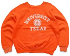 画像1: 70s UNIVERSITY TEXAS 三段 フロッキープリント スウェット オレンジ (1)
