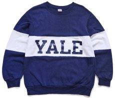 画像1: 80s USA製 Championチャンピオン YALE ツートン 切り替え スウェット 紺×白 L (1)