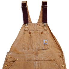 画像1: carharttカーハート ダブルニー ダック地 オーバーオール 茶 W40 (1)