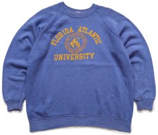画像1: 70s USA製 Championチャンピオン FLORIDA ATLANTIC UNIVERSITY 三段 スウェット 青 フェード XL (1)