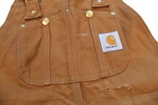 画像6: 90s USA製 carharttカーハート ダブルニー ダック地 オーバーオール 茶 W34 L30 (6)