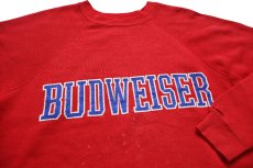 画像3: 90s USA製 BUDWEISER バドワイザー ひび割れプリント スウェット 赤 M (3)