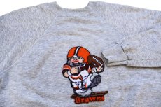 画像3: 80s USA製 Hanes NFL Browns アメフト シェニール刺繍 スウェット 杢グレー L (3)