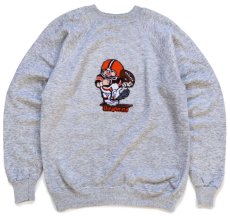 画像1: 80s USA製 Hanes NFL Browns アメフト シェニール刺繍 スウェット 杢グレー L (1)
