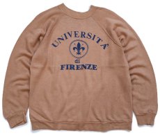 画像1: 70s UNIVERSITA' di FIRENZE 染み込みプリント スウェット 薄茶 (1)
