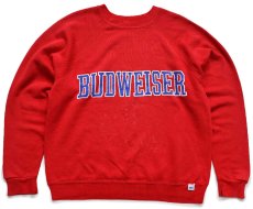 画像1: 90s USA製 BUDWEISER バドワイザー ひび割れプリント スウェット 赤 M (1)