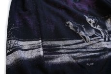 画像6: 90s USA製 Hanes ウルフ オールオーバープリント アート スウェット 黒 XL (6)