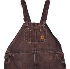 画像1: メキシコ製 carharttカーハート ダブルニー ダック地 オーバーオール 焦げ茶 W48 L32★特大 (1)