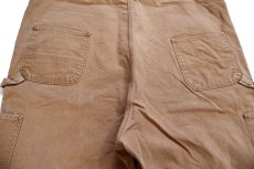 画像8: メキシコ製 carharttカーハート ダブルニー ダック地 オーバーオール 茶 W48 L32★特大 (8)