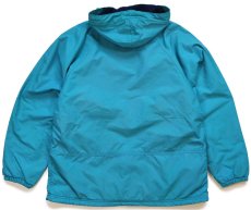 画像2: 90s USA製 L.L.Bean フリースライナー ナイロン アノラックパーカー ターコイズブルー M-R (2)