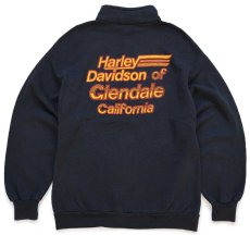 画像2: 80s USA製 HARLEY-DAVIDSON ハーレー ダビッドソン 両面プリント ハイネック ハーフジップ スウェット 黒 L★RUSSELLラッセル (2)