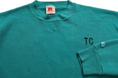画像3: 80s USA製 RUSSELLラッセル TC 刺繍 前V スウェット 緑 XL (3)