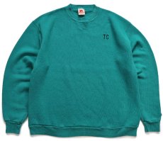 画像1: 80s USA製 RUSSELLラッセル TC 刺繍 前V スウェット 緑 XL (1)