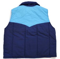 画像2: 80s USA製 Horizon A.O.SMITH Water Heatersパッチ付き ツートン ヨーク切り替え 中綿入り ベスト 紺×水色 XL (2)
