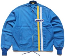 画像1: 70s GOODYEAR パッチ付き ライン入り レーシングジャケット 水色 (1)