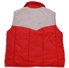 画像2: 80s USA製 Horizon Snap-onスナップオン パッチ付き ツートン ヨーク切り替え 中綿入り ナイロン レーシングベスト 赤×ベージュ XL (2)
