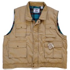 画像1: 90s Willow Bay タータンチェック ネルライナー 中綿入り ベスト カーキ XXXL★特大 (1)
