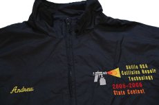 画像3: 00s HILTON Skills USA Collision Repair Technology フレイムス 刺繍 ナイロンジャケット 黒 L★ファイヤーパターン (3)