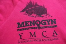画像4: 80s USA製 Hanes MENOGYN YMCA スウェットパーカー ショッキングピンク M★フーディー (4)