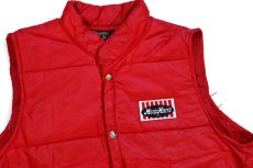 画像3: 70s USA製 Swingster Moor Man's ロゴ パッチ付き 中綿入り ナイロンベスト 赤 L (3)