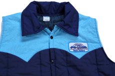 画像3: 80s USA製 Horizon A.O.SMITH Water Heatersパッチ付き ツートン ヨーク切り替え 中綿入り ベスト 紺×水色 XL (3)