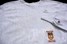 画像3: 90s USA製 Championチャンピオン BOSTON COLLEGE 刺繍 リバースウィーブ スウェット 杢グレー XXL★特大 (3)
