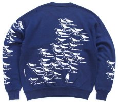 画像2: 90s USA製 MICHIGAN RAGミシガンラグ カモメ アート 両面&袖プリント スウェット 紺 M★RUSSELLラッセル (2)