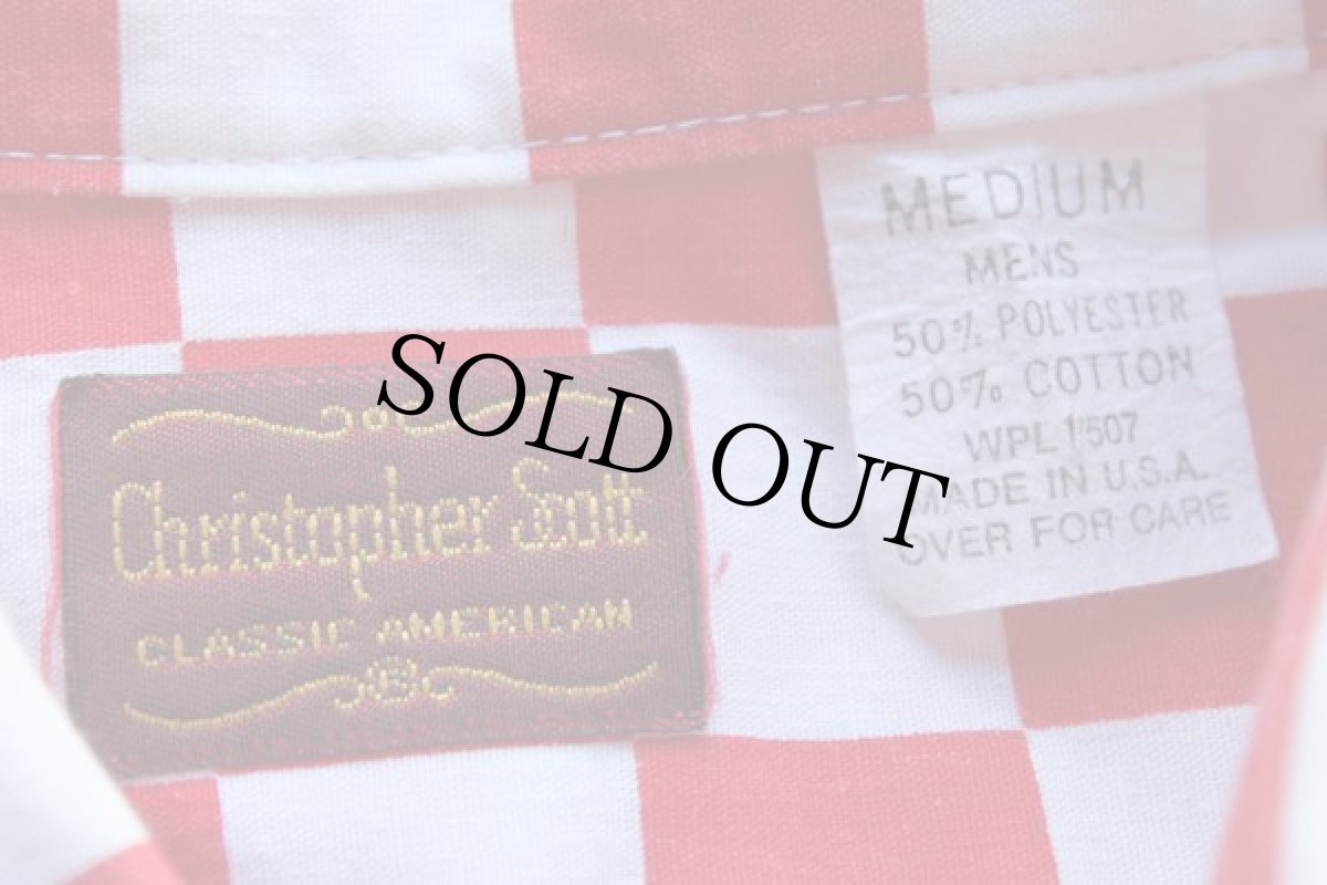 画像3: 70s USA製 赤白チェッカー柄 半袖シャツ M (3)