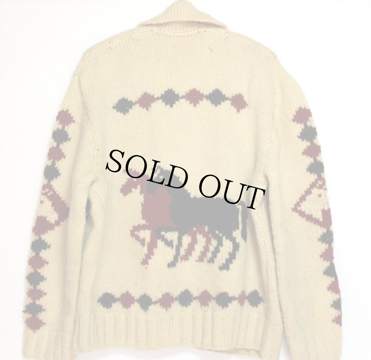 画像2: 60s 馬柄  ウール カウチンセーター (2)