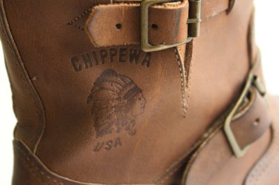 画像2: 90s USA製 CHIPPEWAチペワ PT91 ショートエンジニアブーツ 茶 10