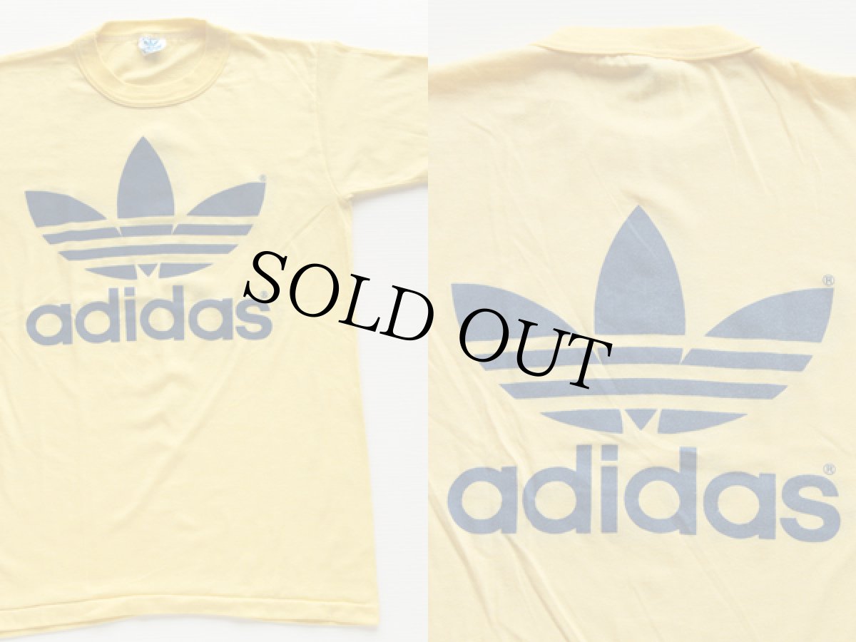 画像2: 80s USA製 adidasアディダス トレフォイル ビッグロゴ Tシャツ 黄 M (2)