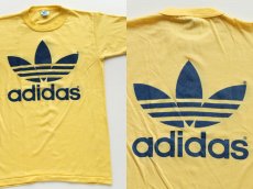 画像1: 80s USA製 adidasアディダス トレフォイル ビッグロゴ Tシャツ 黄 M (1)