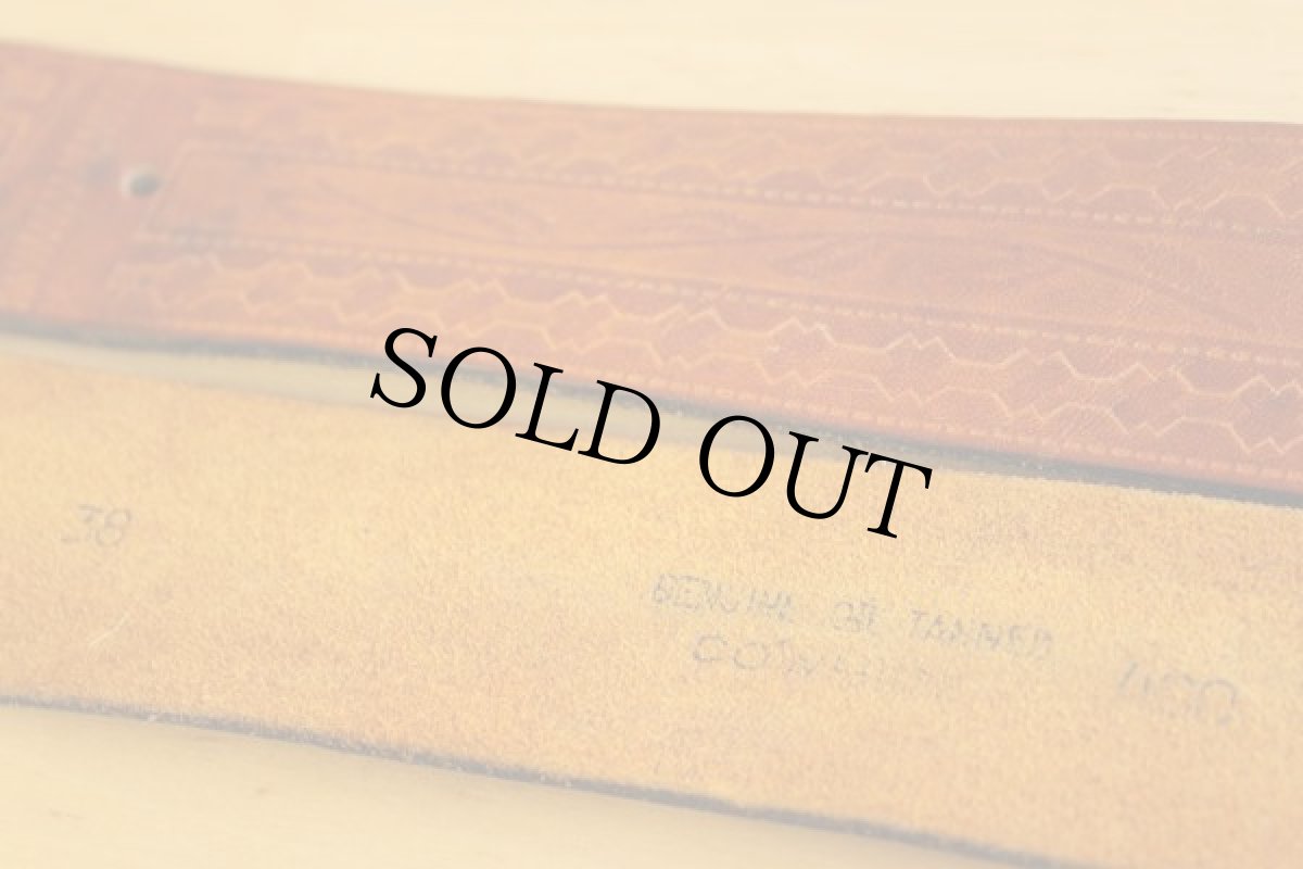 画像2: 70's カービング レザーベルト 38 (2)