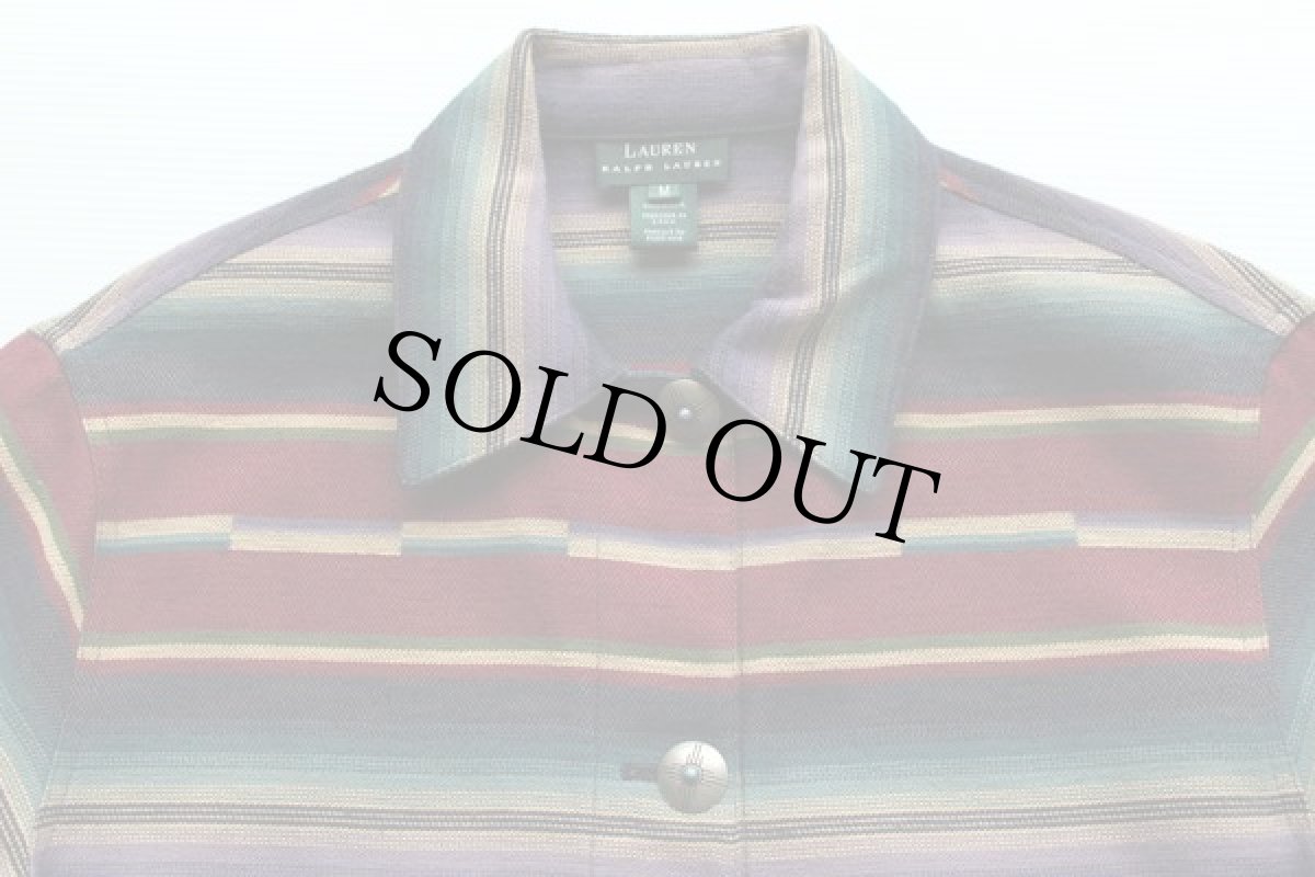 画像2: 90s USA製 ラルフローレン ネイティブ柄 コンチョボタン ラグジャケット M (2)