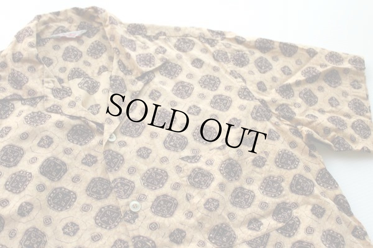 画像2: 50s Jantzen 総柄 半袖 オープンカラー コットンシャツ M (2)