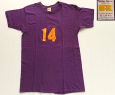 画像2: 70s USA製 RUSSELLラッセル 14 ナンバリング コットンTシャツ 紫 M (2)