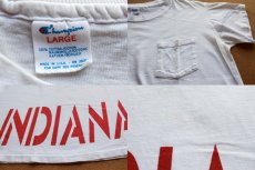 画像3: 80s USA製 Championチャンピオン INDIANA 両面 染み込みプリント コットン ポケットTシャツ 白 L (3)