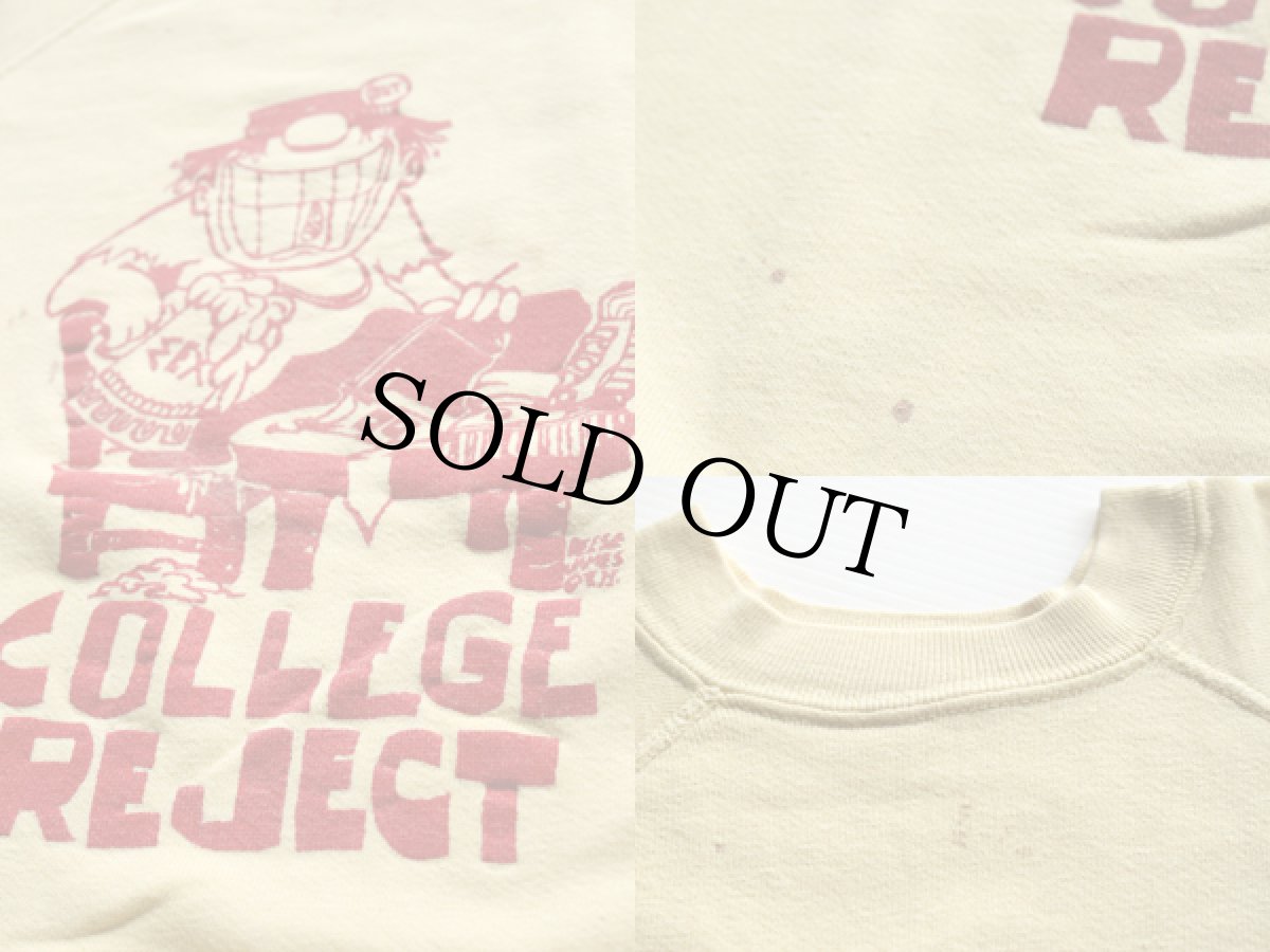 画像3: 60s COLLEGE REJECT 半袖スウェット 薄黄 (3)