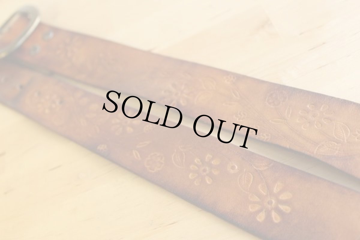 画像3: 70's 花柄カービング レザーベルト (3)