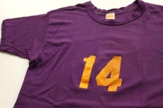 画像1: 70s USA製 RUSSELLラッセル 14 ナンバリング コットンTシャツ 紫 M (1)