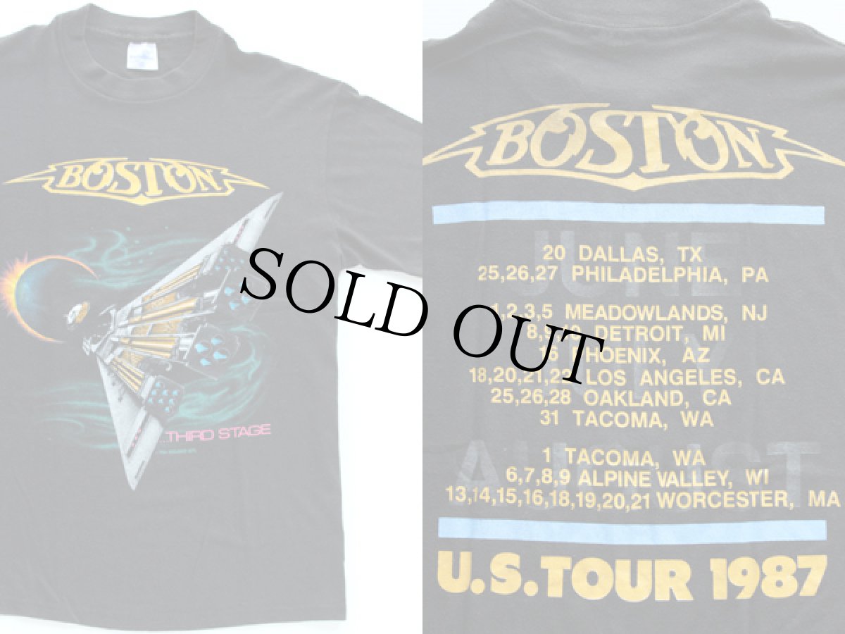 画像1: 80s USA製 BOSTON U.S.TOUR 1987 バンドTシャツ 黒 L (1)